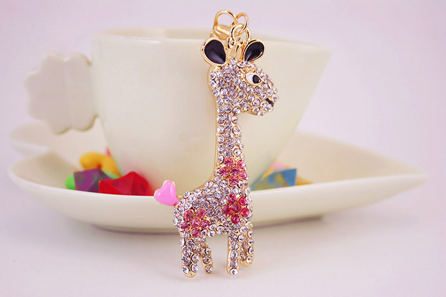 Simple Style Giraffe Alloy Inlay Rhinestones Women's Keychain display picture 2