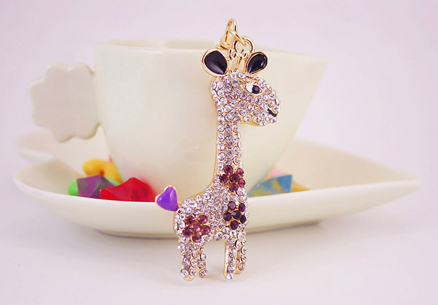 Simple Style Giraffe Alloy Inlay Rhinestones Women's Keychain display picture 4