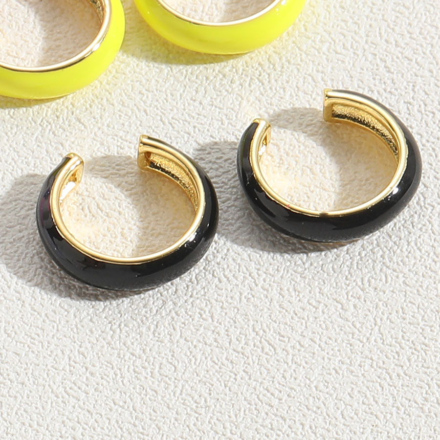 1 Pair Elegant Simple Style Solid Color Epoxy Plating Brass 14k Gold Plated Ear Cuffs display picture 9
