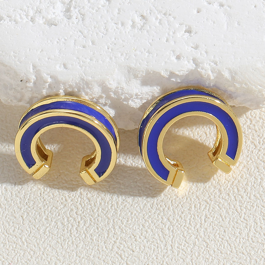1 Pair Simple Style Solid Color Epoxy Plating Copper 14k Gold Plated Ear Cuffs display picture 8