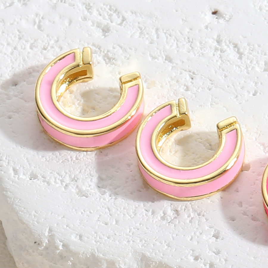 1 Pair Simple Style Solid Color Epoxy Plating Copper 14k Gold Plated Ear Cuffs display picture 2