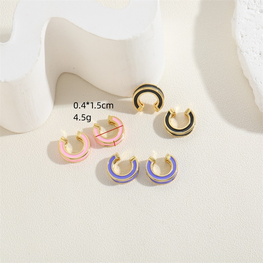 1 Pair Simple Style Solid Color Epoxy Plating Copper 14k Gold Plated Ear Cuffs display picture 4