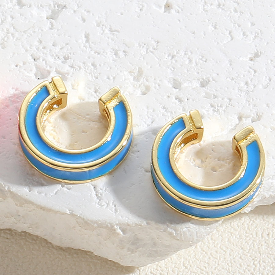 1 Pair Simple Style Solid Color Epoxy Plating Copper 14k Gold Plated Ear Cuffs display picture 9