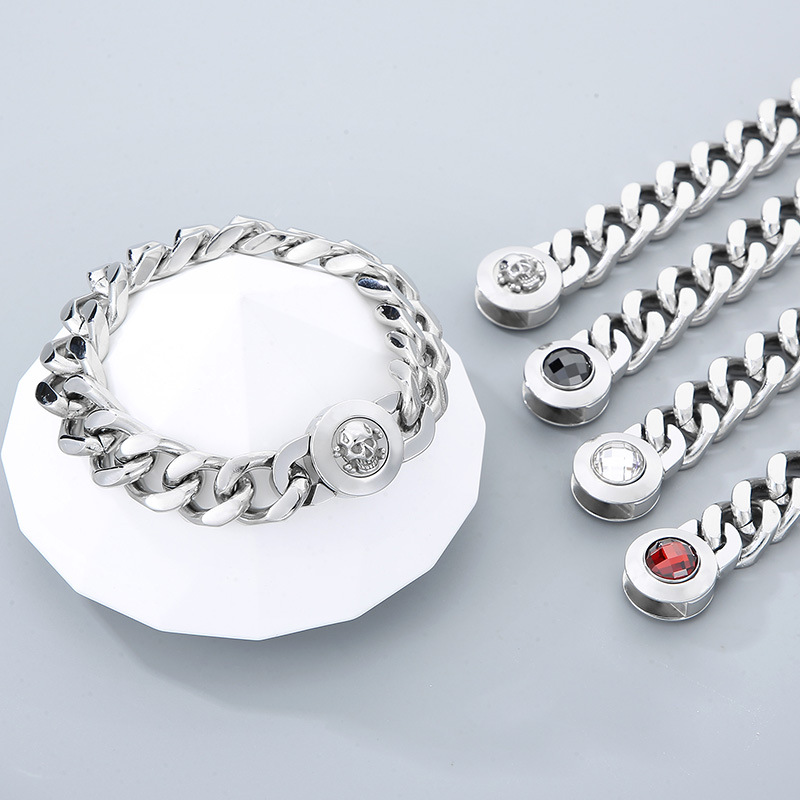 Titan Stahl 18 Karat Vergoldet Hip Hop Inlay Geometrisch Künstlicher Kristall Armbänder Halskette display picture 3
