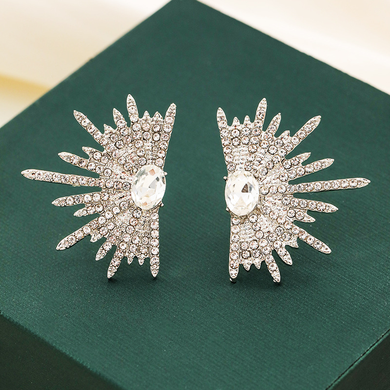 1 Pair Ig Style Shiny Star Plating Inlay Alloy Rhinestones Zircon Silver Plated Ear Studs display picture 3