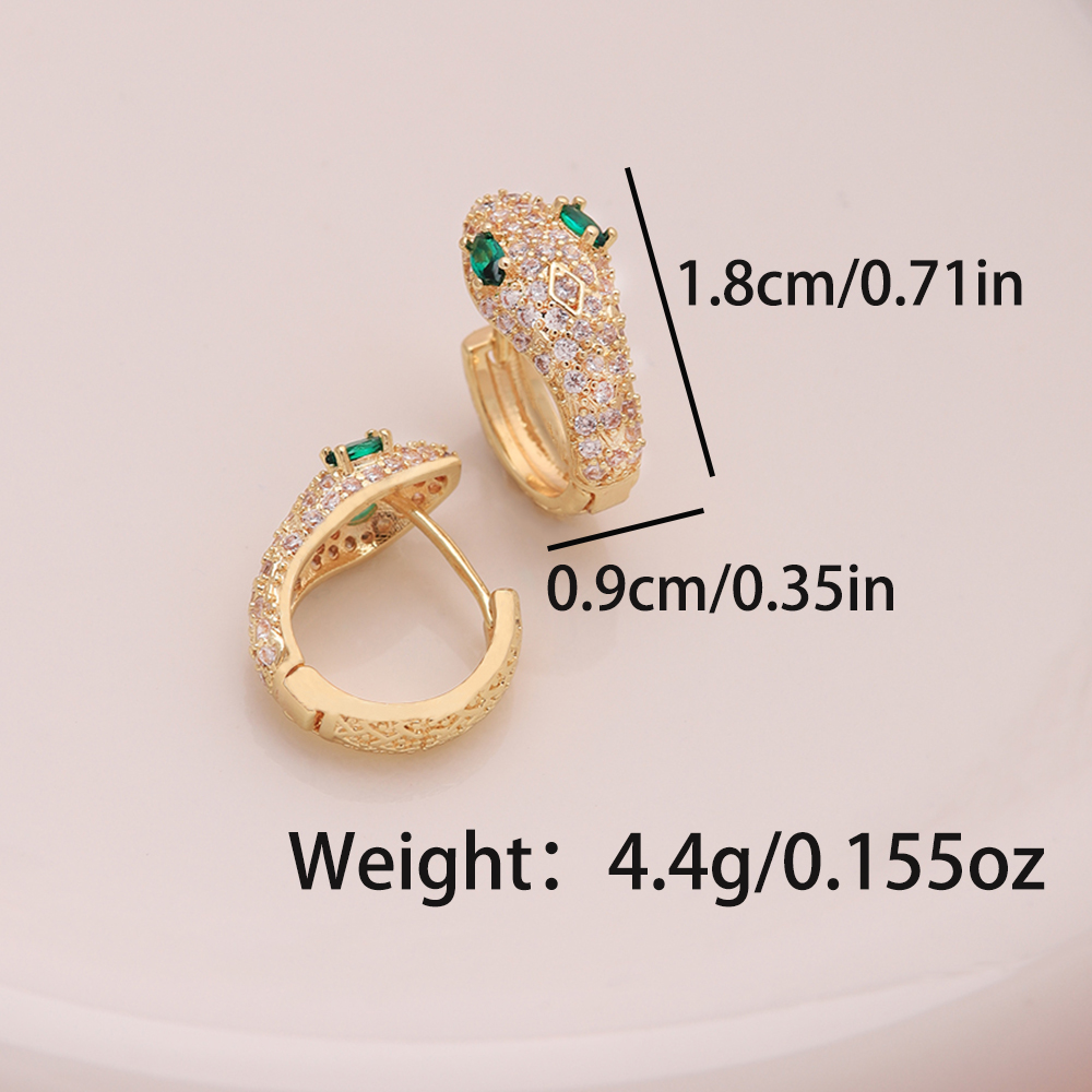 1 Pair Ig Style Simple Style Heart Shape Snake Plating Inlay Copper Zircon 18k Gold Plated Hoop Earrings display picture 8
