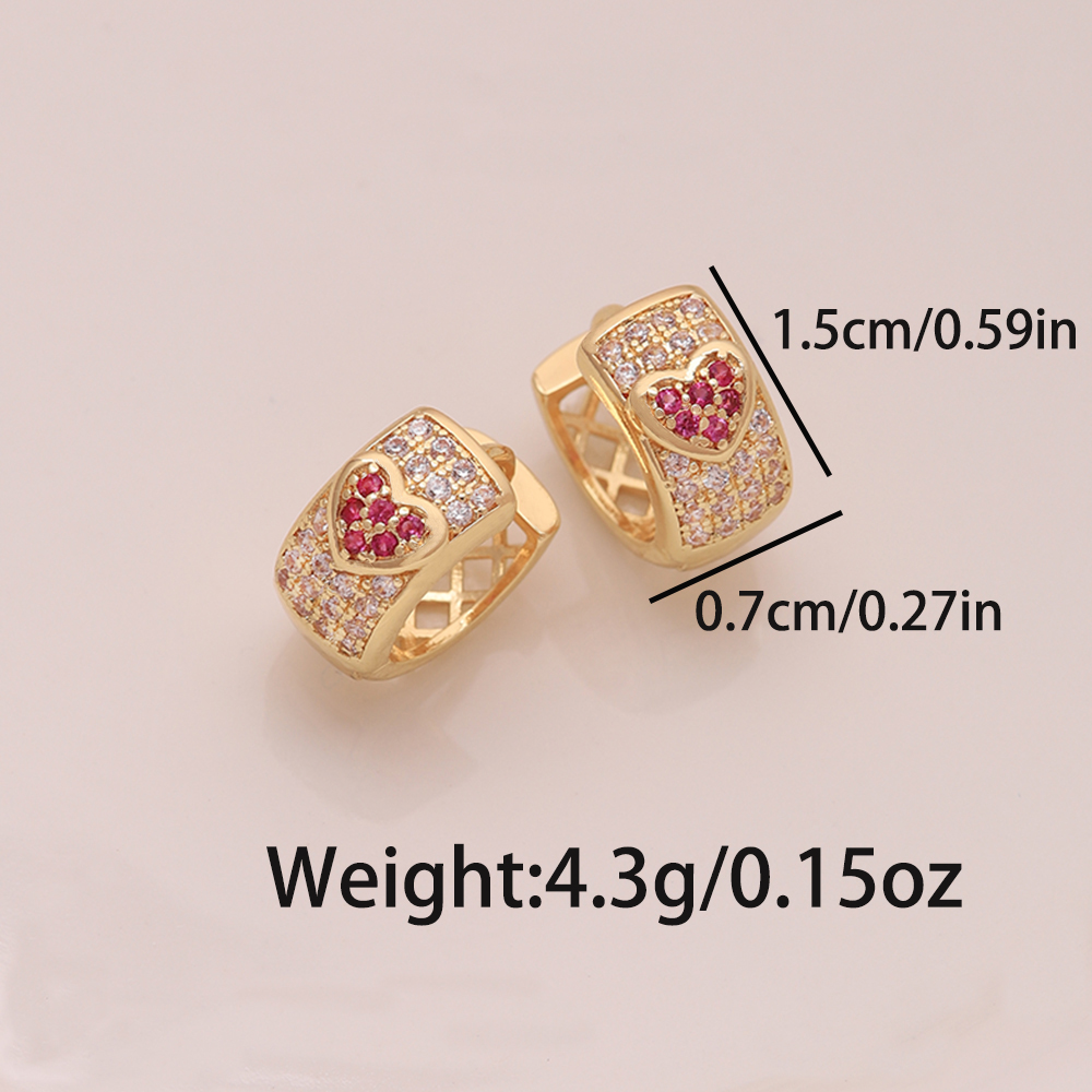 1 Pair Ig Style Simple Style Heart Shape Snake Plating Inlay Copper Zircon 18k Gold Plated Hoop Earrings display picture 6