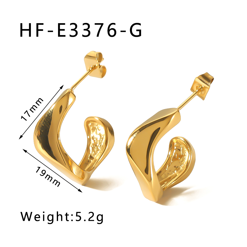 1 Pair IG Style Simple Style Geometric Lines Rhombus Plating 304 Stainless Steel 18K Gold Plated Ear Studs display picture 2