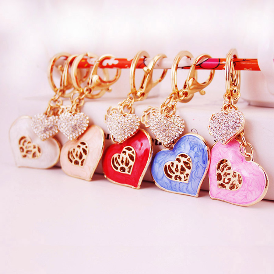 Simple Style Heart Shape Alloy Inlay Rhinestones Women's Keychain display picture 1