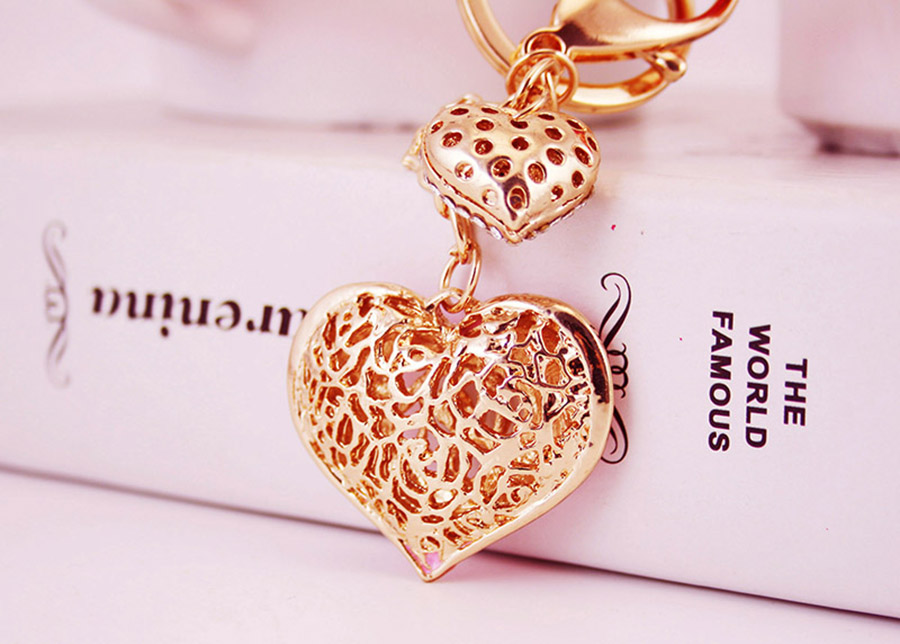 Simple Style Heart Shape Alloy Inlay Rhinestones Women's Keychain display picture 7