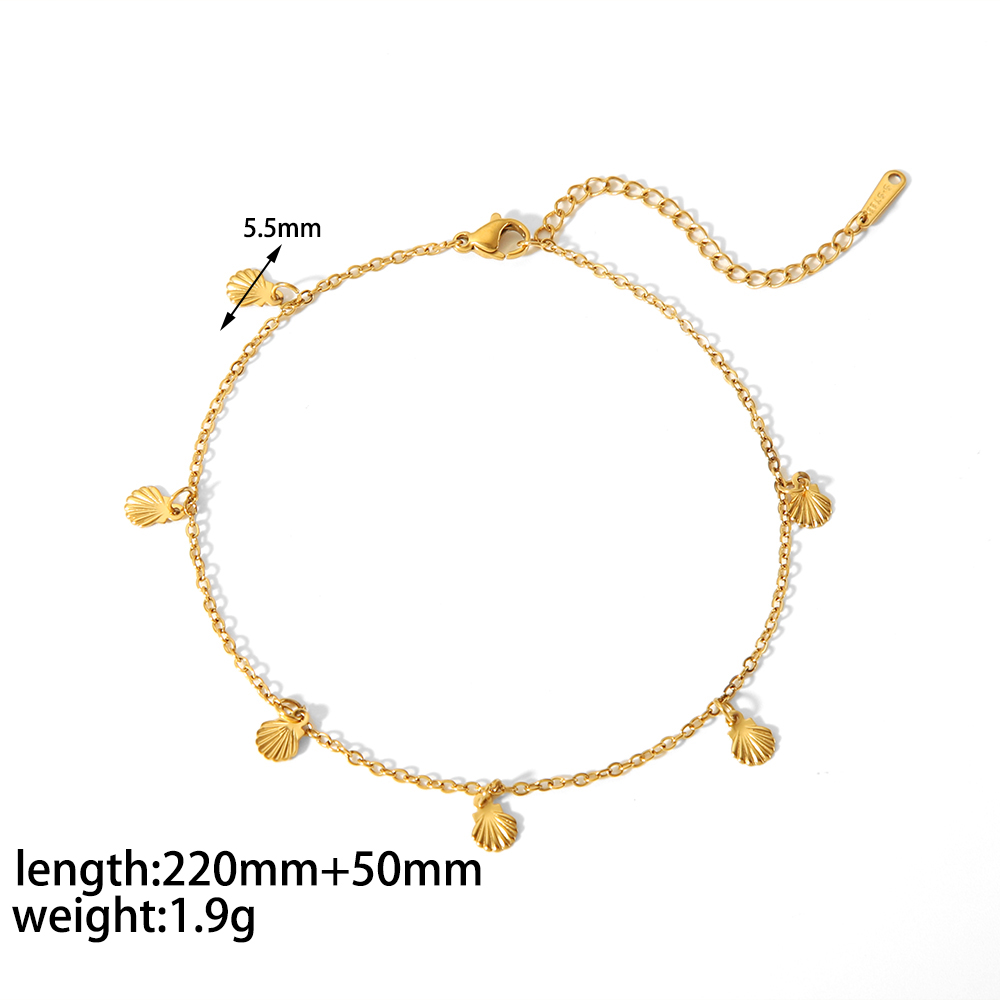 Vintage Style Circle Sun Shell 304 Stainless Steel Polishing Plating Titanium Steel Women's Anklet display picture 5