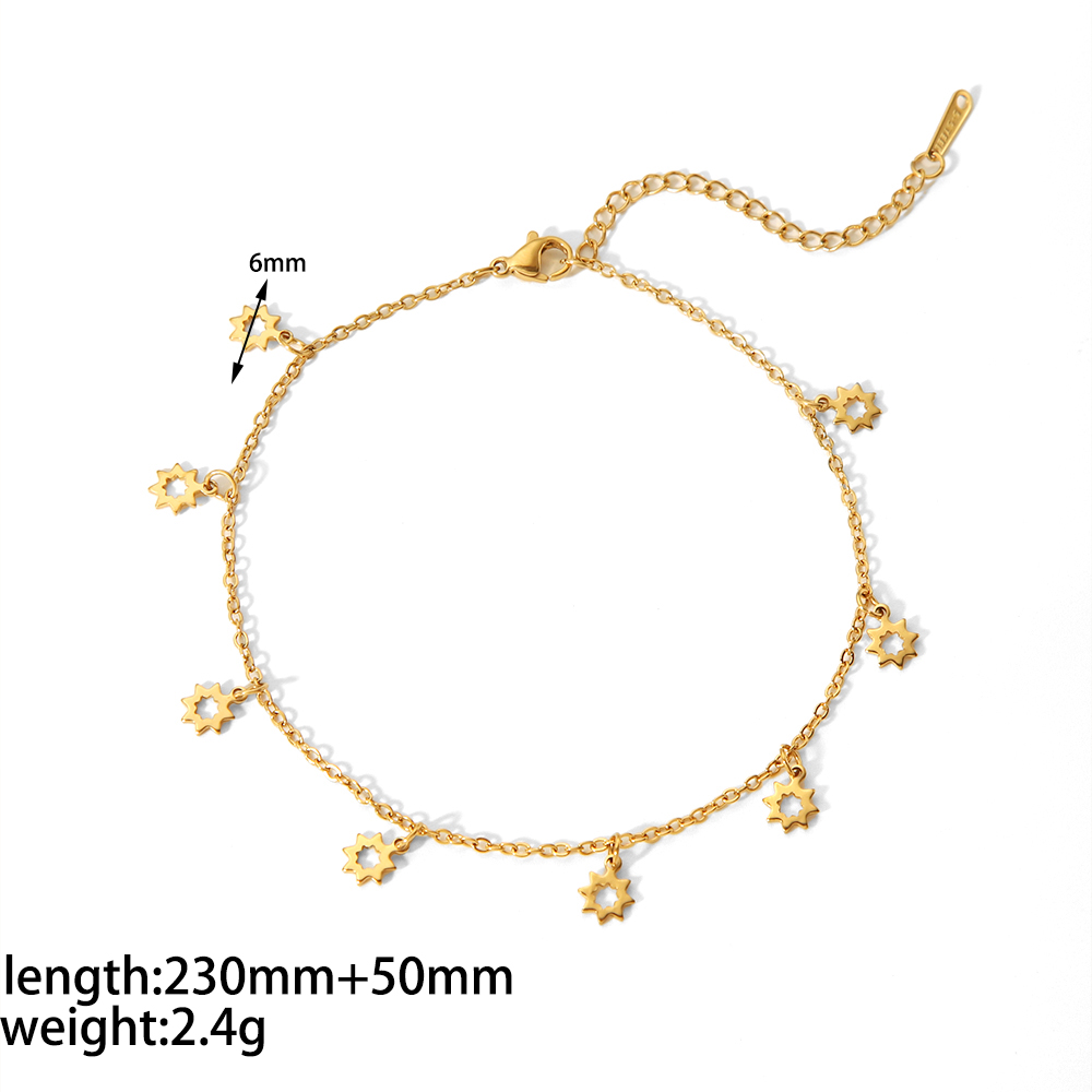 Vintage Style Circle Sun Shell 304 Stainless Steel Polishing Plating Titanium Steel Women's Anklet display picture 6