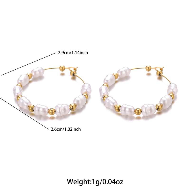 1 Pair Sweet Irregular Beaded Stainless Steel Baroque Pearls 18k Gold Plated Earrings display picture 7