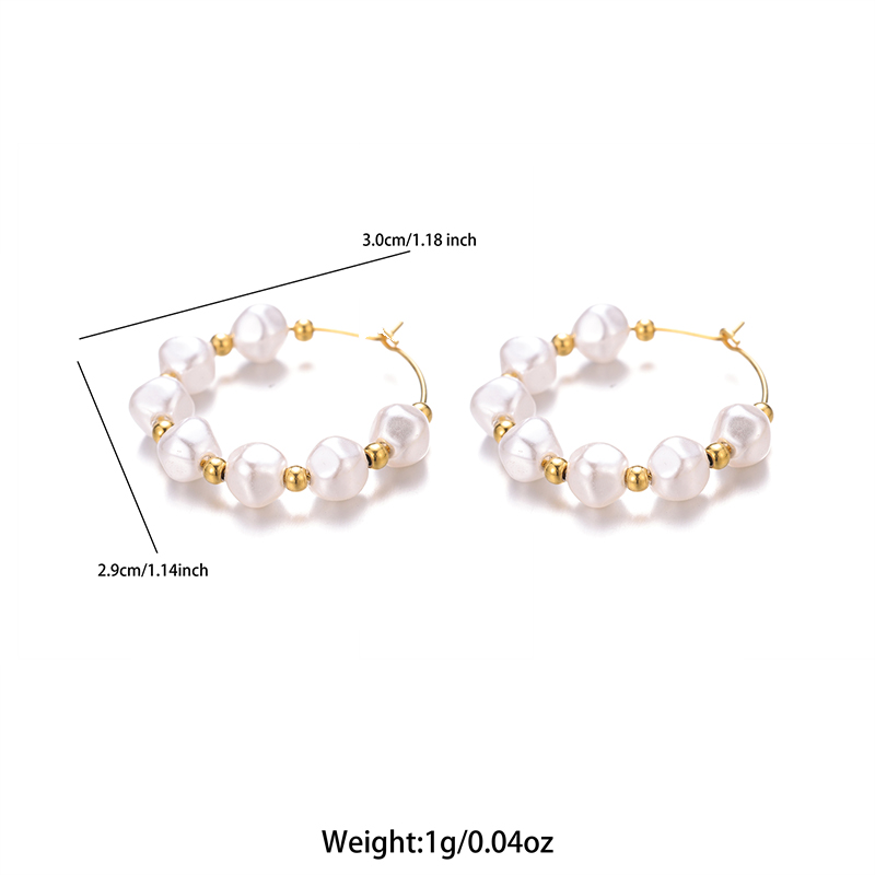 1 Pair Sweet Irregular Beaded Stainless Steel Baroque Pearls 18k Gold Plated Earrings display picture 8
