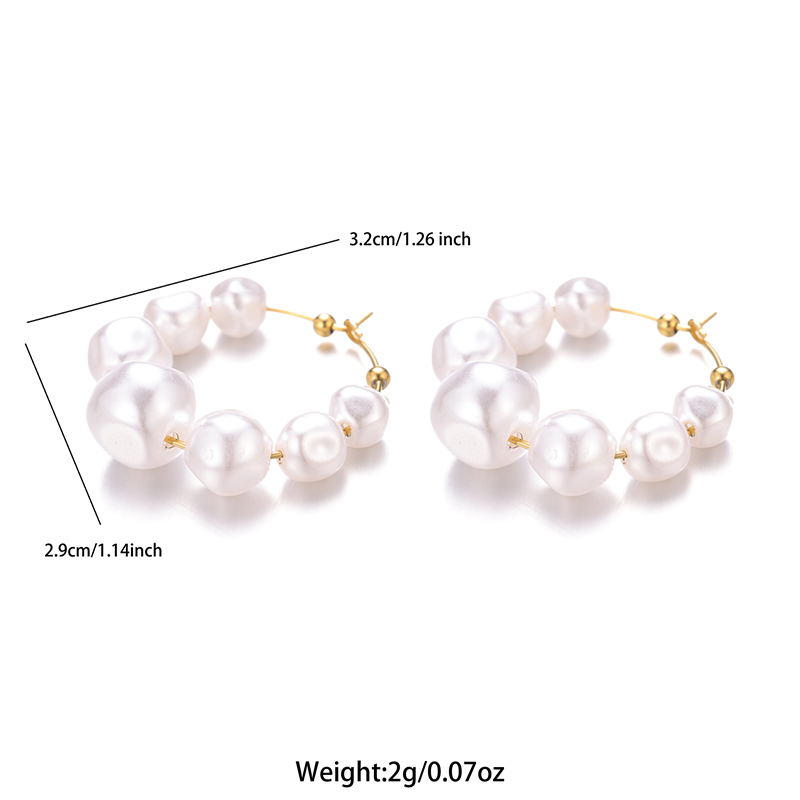 1 Pair Sweet Irregular Beaded Stainless Steel Baroque Pearls 18k Gold Plated Earrings display picture 9