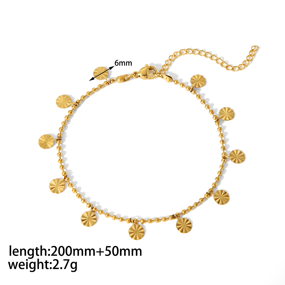 Vintage Style Circle Sun Shell 304 Stainless Steel Polishing Plating Titanium Steel Women's Anklet display picture 4