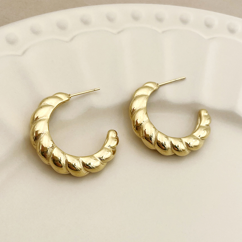 1 Pair Simple Style Croissant Ea56280l Plating 304 Stainless Steel 14K Gold Plated Ear Studs display picture 2