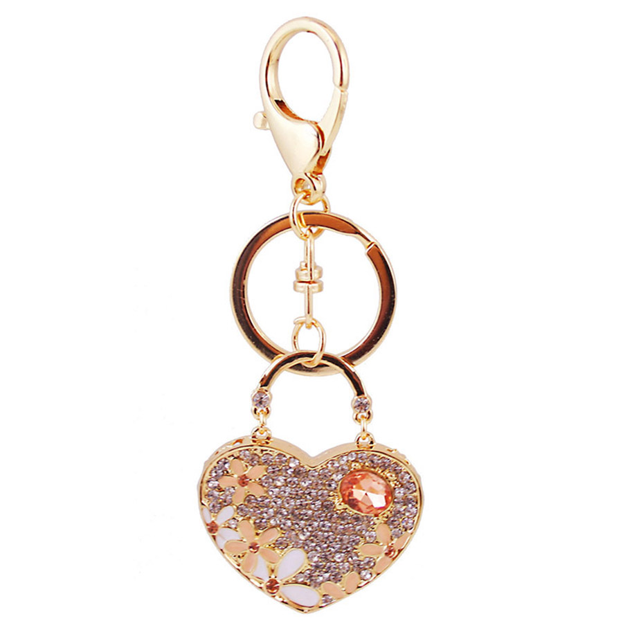 Simple Style Heart Shape Alloy Inlay Rhinestones Women's Keychain display picture 8