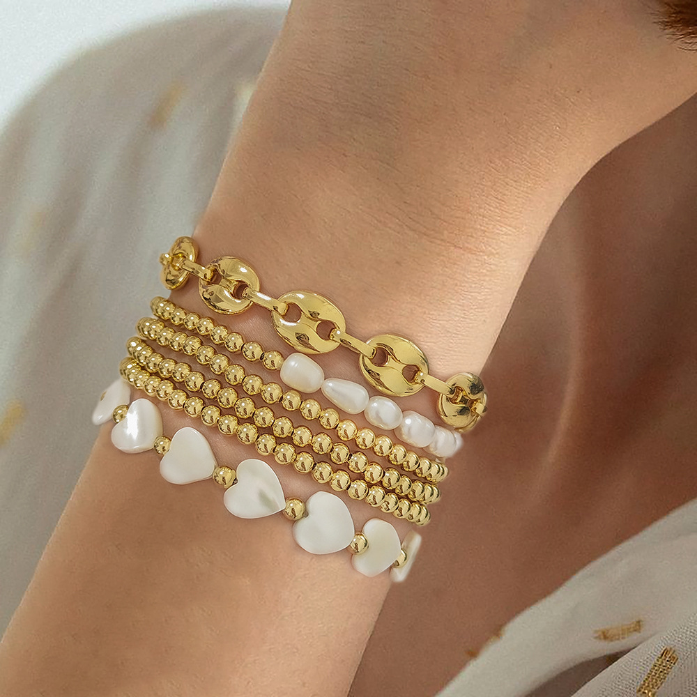 Romantisch Herzform Hülse Kupfer Perlen Stricken Armbänder display picture 1