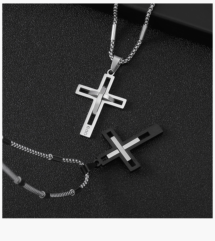 Hip-Hop Cross 304 Stainless Steel Polishing Unisex Pendant Necklace display picture 3