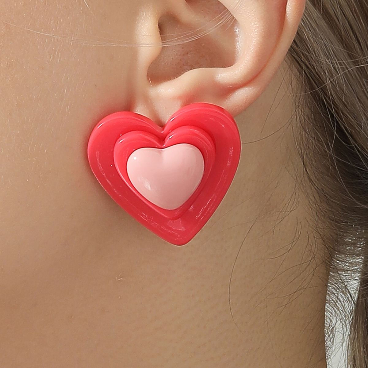 1 Pair Y2k Cute Sweet Heart Shape Arylic Ear Studs display picture 2