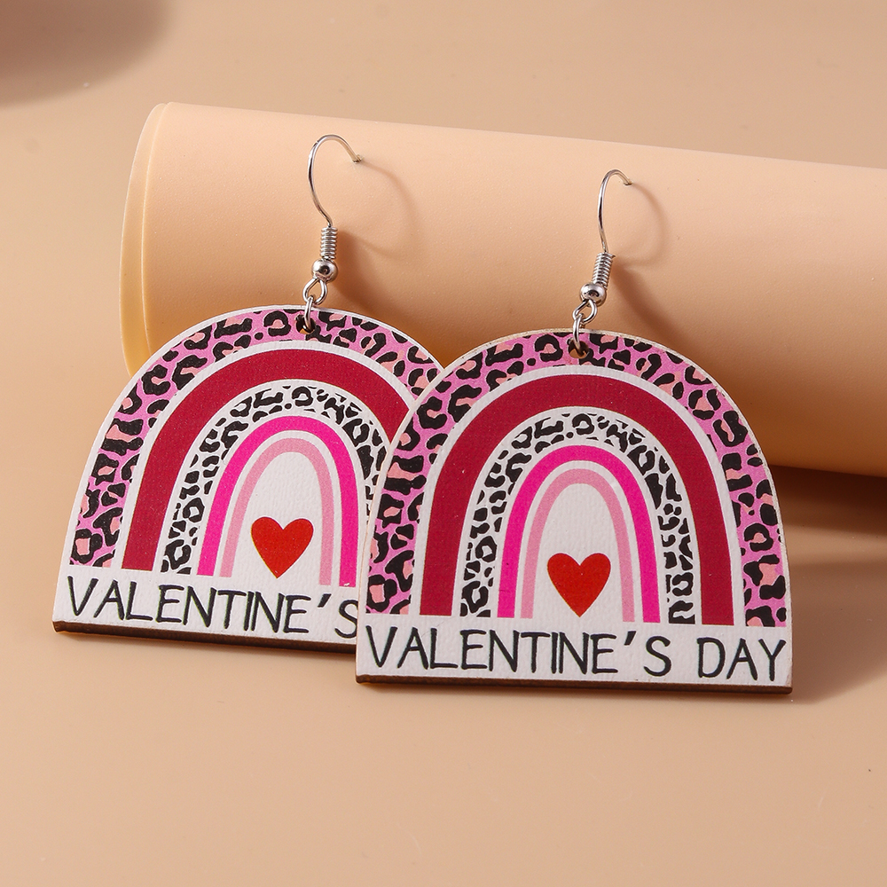 1 Pair Romantic Heart Shape Alloy Wood Drop Earrings display picture 5