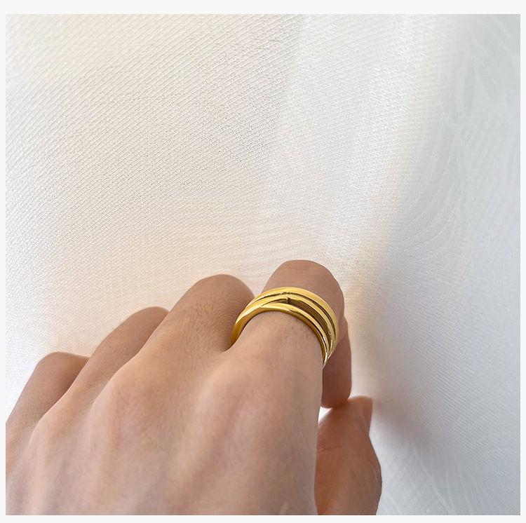 304 Stainless Steel 18K Gold Plated IG Style Simple Style Plating Geometric Rings display picture 2