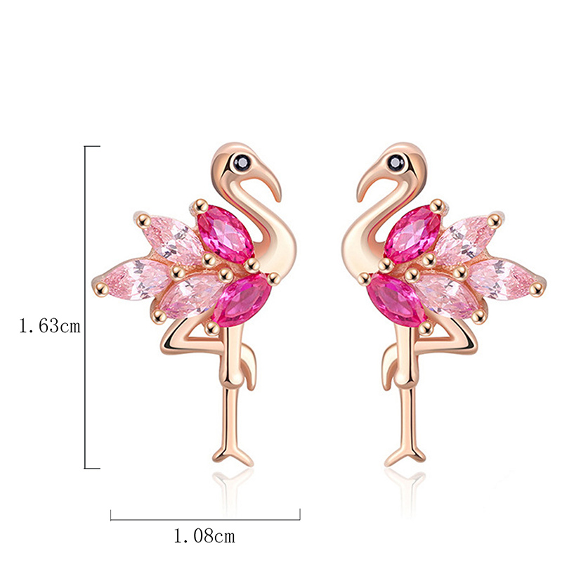 1 Pair Elegant Cartoon Style Swan Plating Inlay Sterling Silver Zircon Rose Gold Plated Ear Studs display picture 3