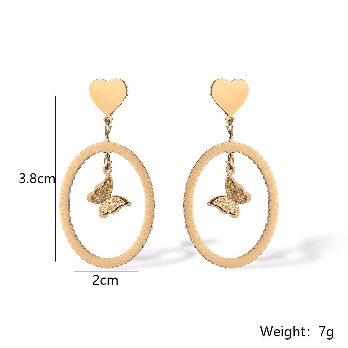 1 Pair Simple Style Commute Butterfly Plating Inlay 304 Stainless Steel Zircon 18K Gold Plated Drop Earrings display picture 2