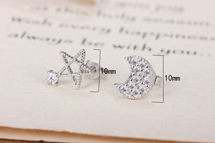 1 Pair Simple Style Star Plating Inlay Copper Zircon White Gold Plated Ear Studs display picture 1