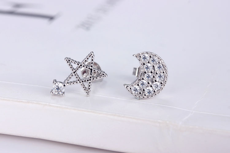 1 Pair Simple Style Star Plating Inlay Copper Zircon White Gold Plated Ear Studs display picture 2