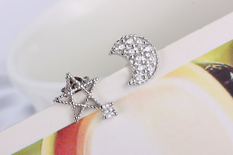 1 Pair Simple Style Star Plating Inlay Copper Zircon White Gold Plated Ear Studs display picture 3