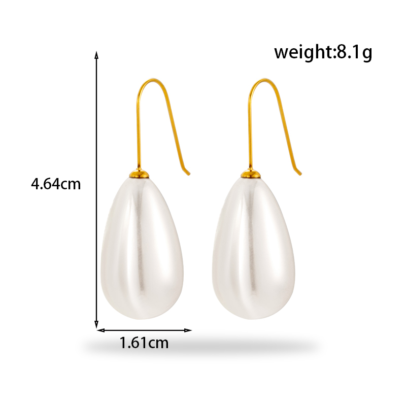 1 Pair Simple Style Round Oval Plating Stainless Steel 18k Gold Plated Drop Earrings display picture 4