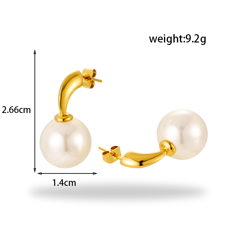 1 Pair Simple Style Round Oval Plating Stainless Steel 18k Gold Plated Drop Earrings display picture 5
