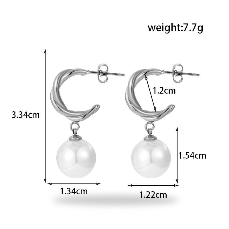 1 Pair Simple Style Round Oval Plating Stainless Steel 18k Gold Plated Drop Earrings display picture 3