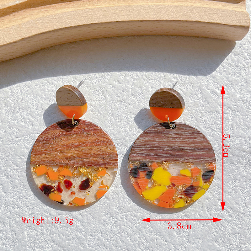 1 Pair Classical Classic Style Water Droplets Heart Shape Asymmetrical Plating Wood Resin 14k Gold Plated Drop Earrings display picture 4
