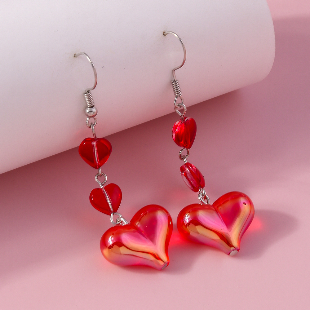 1 Pair Cute Heart Shape Alloy Drop Earrings display picture 5