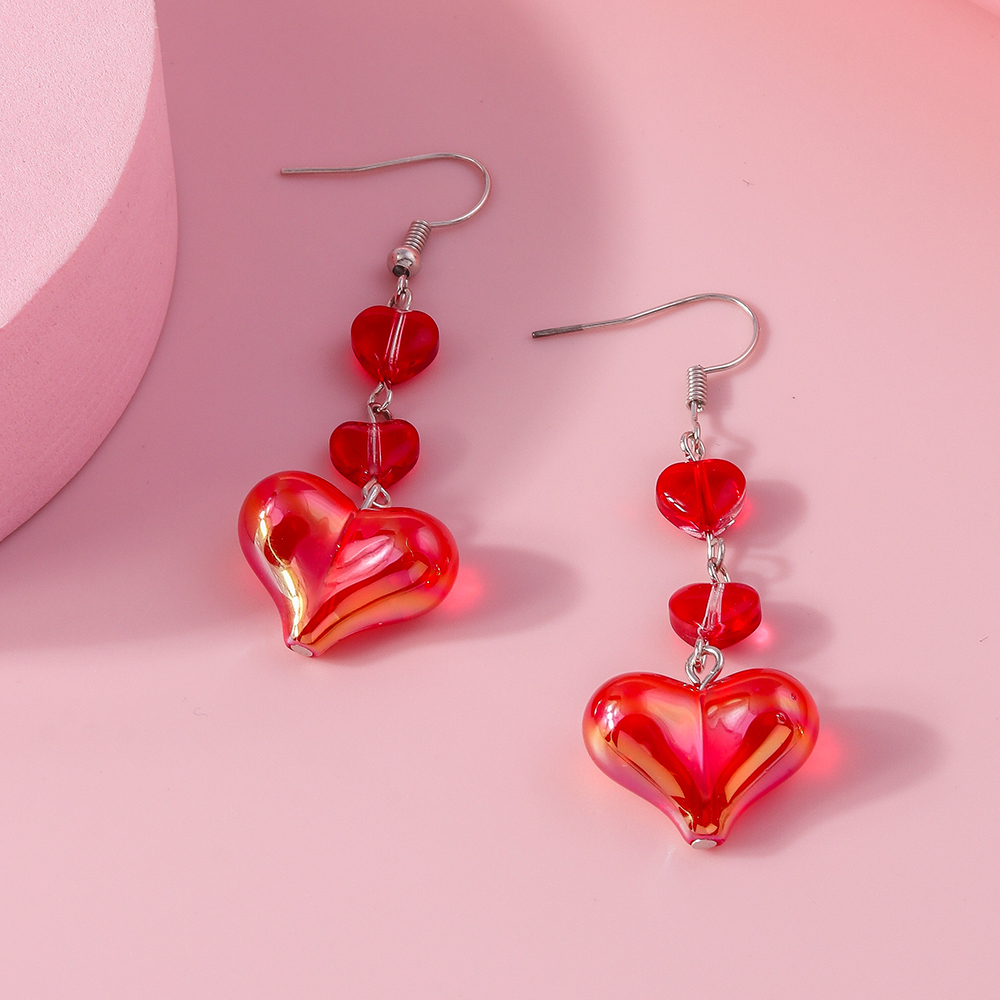 1 Pair Cute Heart Shape Alloy Drop Earrings display picture 6