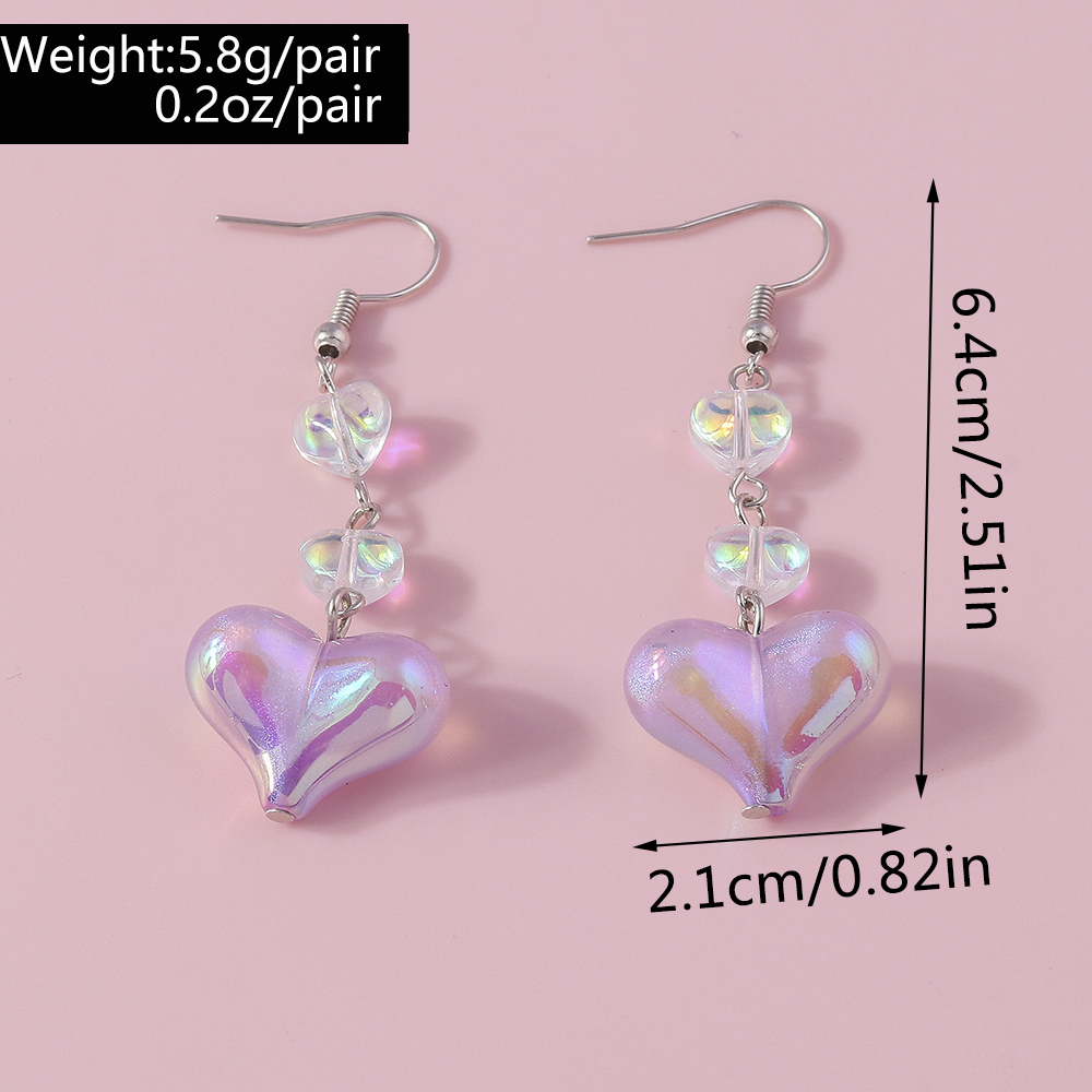 1 Pair Cute Heart Shape Alloy Drop Earrings display picture 2