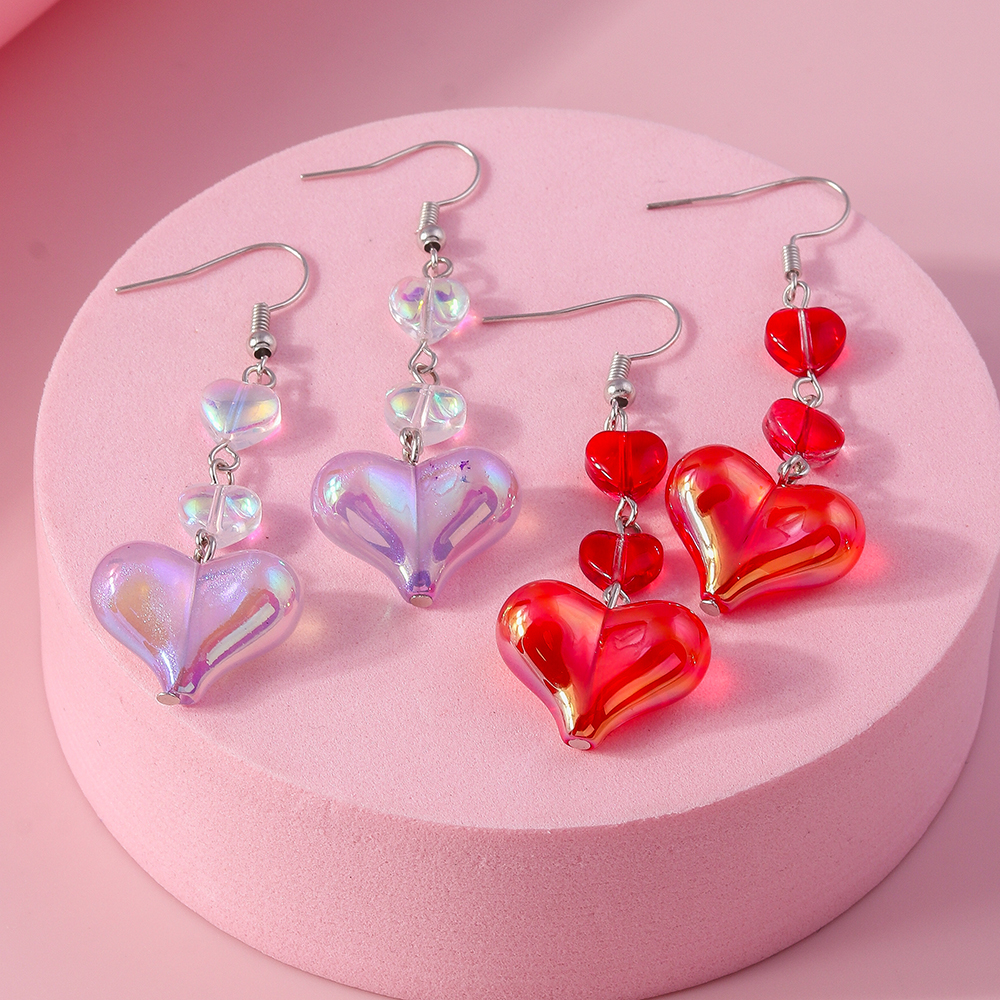 1 Pair Cute Heart Shape Alloy Drop Earrings display picture 3