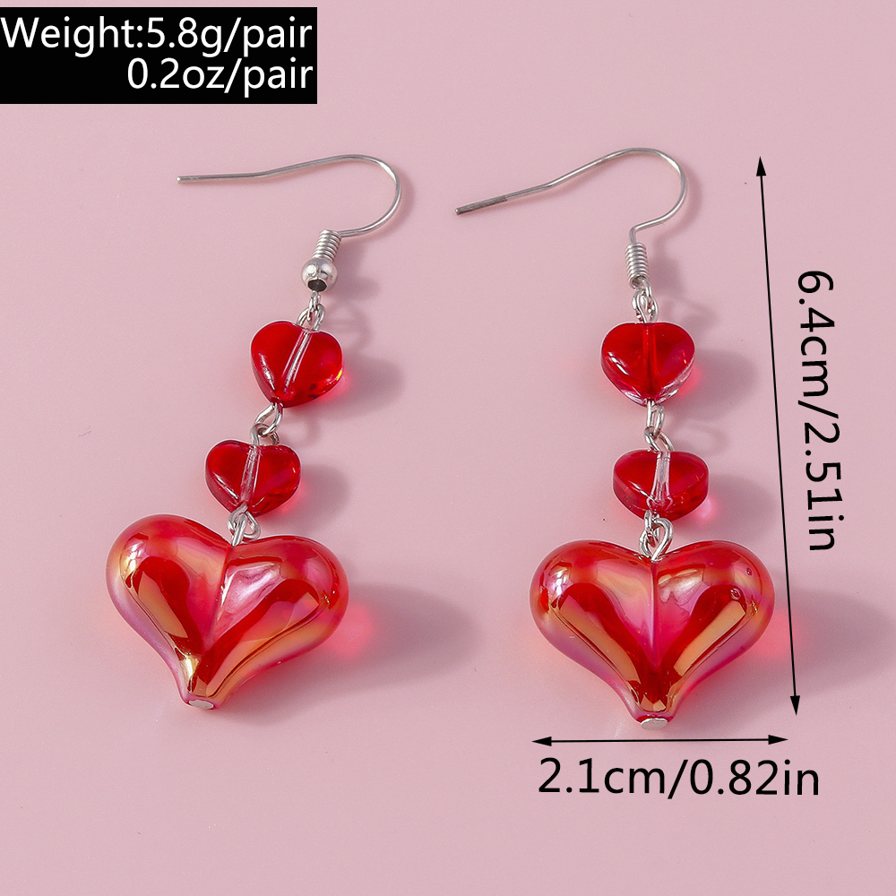 1 Pair Cute Heart Shape Alloy Drop Earrings display picture 1