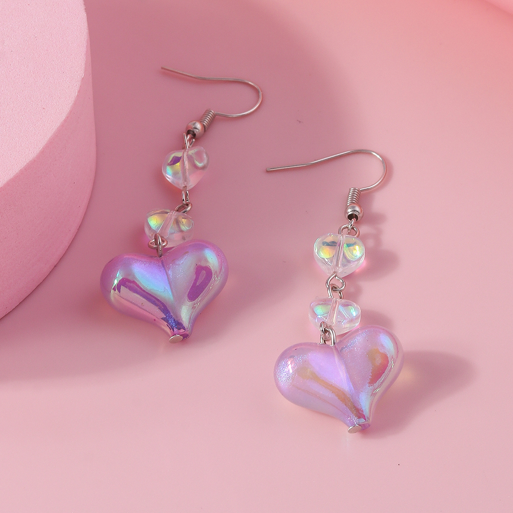 1 Pair Cute Heart Shape Alloy Drop Earrings display picture 8