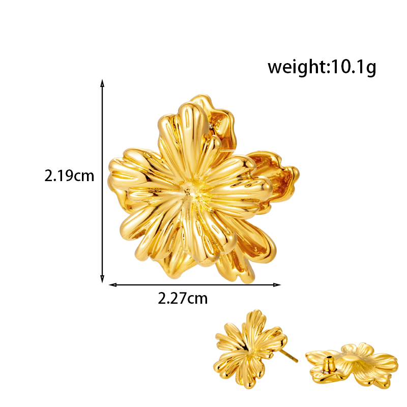 1 Pair Simple Style Flower Ginkgo Leaf Fish Tail Plating Stainless Steel 18k Gold Plated Drop Earrings display picture 4