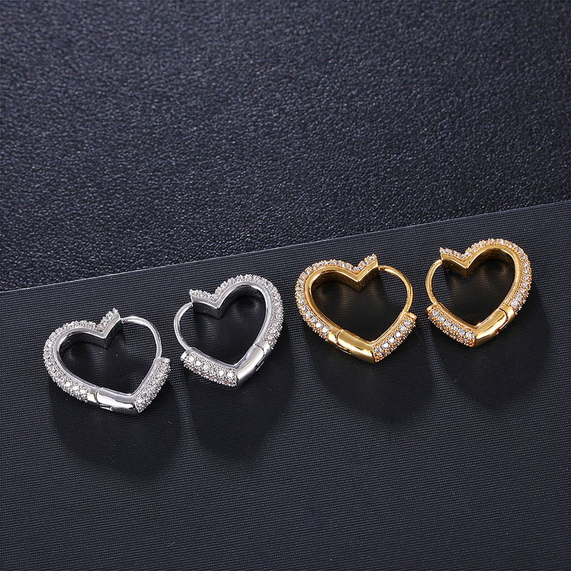 1 Pair Elegant Sweet Heart Shape Inlay Copper Zircon Earrings display picture 6