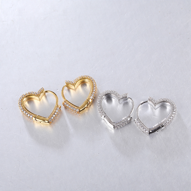 1 Pair Elegant Sweet Heart Shape Inlay Copper Zircon Earrings display picture 1