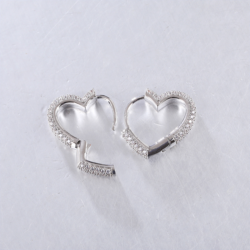 1 Pair Elegant Sweet Heart Shape Inlay Copper Zircon Earrings display picture 2