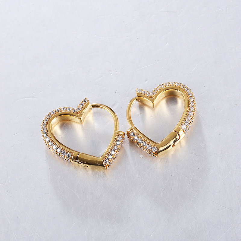 1 Pair Elegant Sweet Heart Shape Inlay Copper Zircon Earrings display picture 3