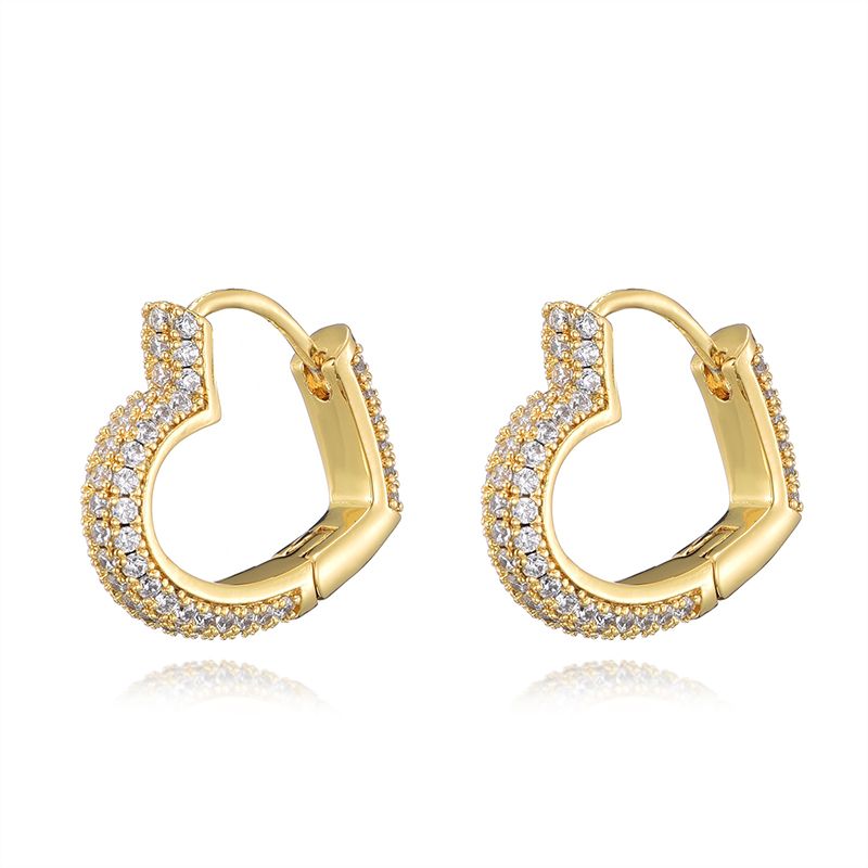 1 Pair Elegant Sweet Heart Shape Inlay Copper Zircon Earrings display picture 5