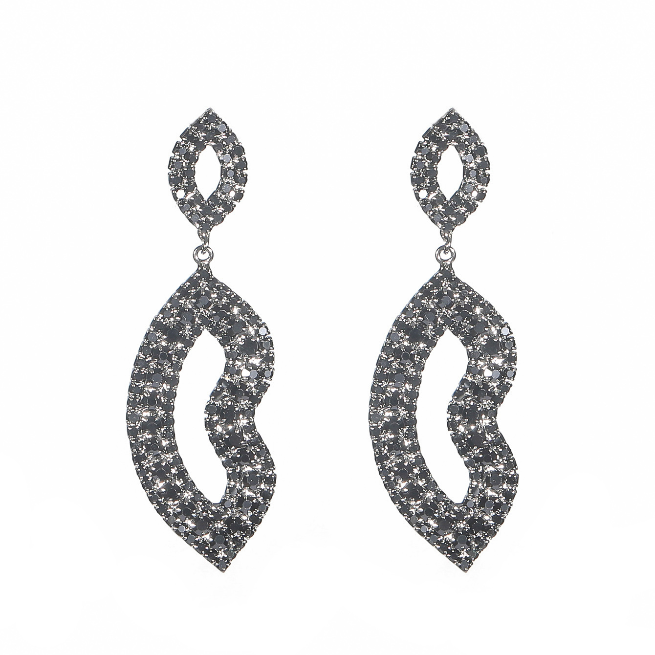 1 Pair Elegant Luxurious Solid Color Inlay Alloy Rhinestones Drop Earrings display picture 5