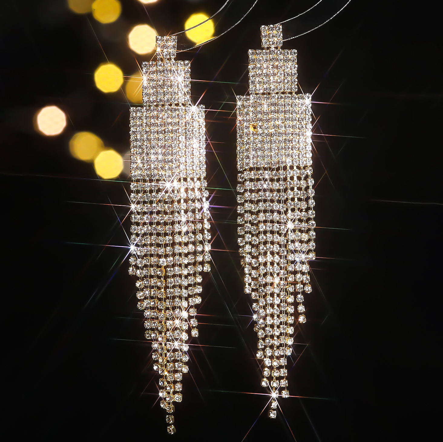 1 Pair Elegant Luxurious Geometric Inlay Alloy Rhinestones Drop Earrings display picture 3